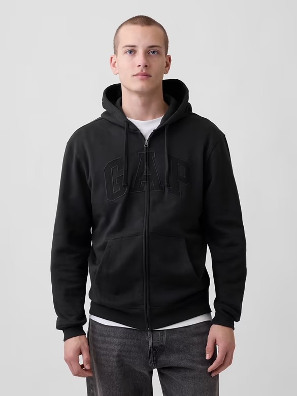 GAP Men's Black Full-Zip Hooded Sweatshirt